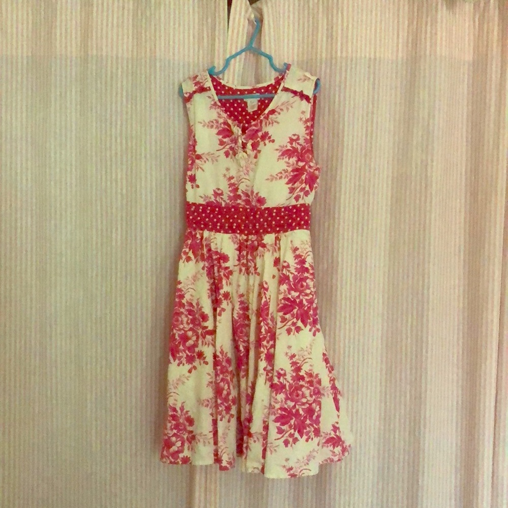 Monsoon pink and ivory cotton floral dress